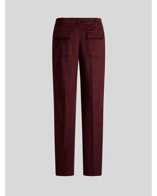 Etro Purple Stretch Cotton Corduroy Trousers for men