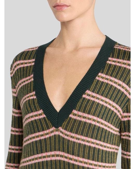 Etro Green Pullover Aus Einer Wollmischung Mit Jacquard-Muster, Damen, Größe