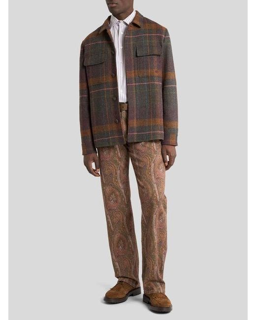 Etro Brown Straight-Leg Cotton Denim Jeans With Arnica Motif for men