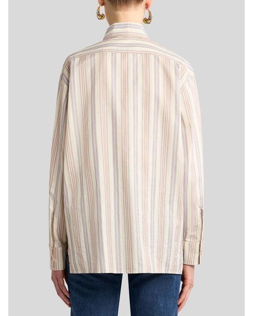 Camicia A Righe Con Stampa Piazzata, Donna, Taglia di Etro in White