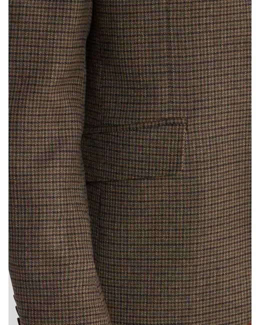 Etro Brown Single-Breasted Wool Jacket With Micro Houndstooth Motif for men