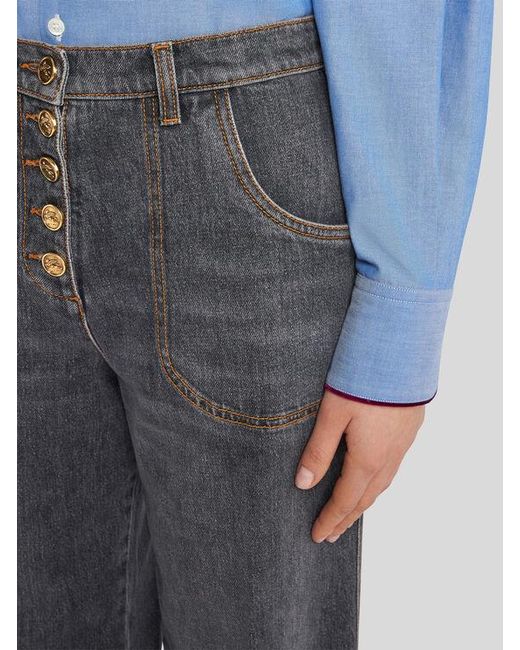 Etro Blue Flared Jeans With Pegaso Buttons