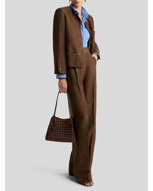 Etro Brown Wool-Blend Jacquard Jacket With Paisley Motif