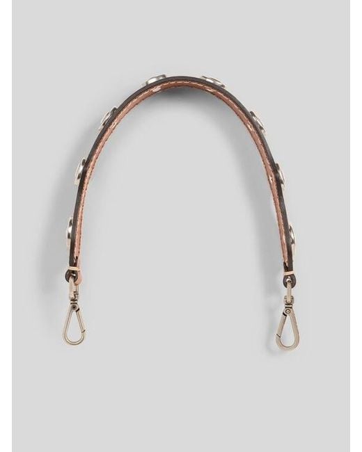 Etro White Leather Bag Handle With Studs