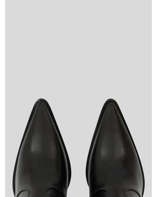 Etro Black Leather Ankle Boots With Wedge Heel