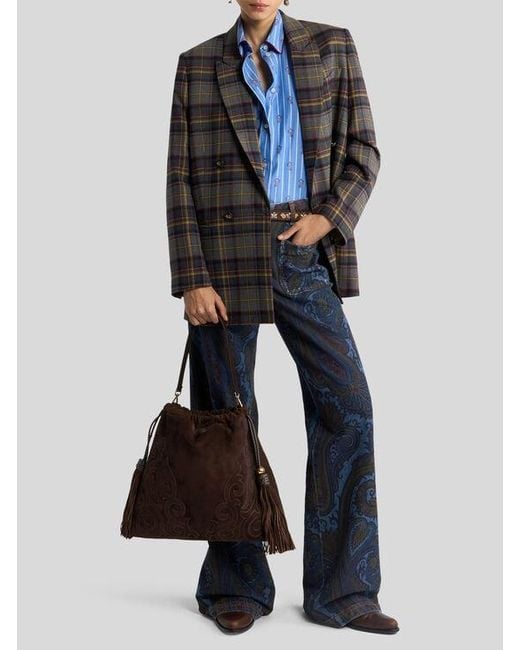 Etro Blue Wide-Leg Jeans