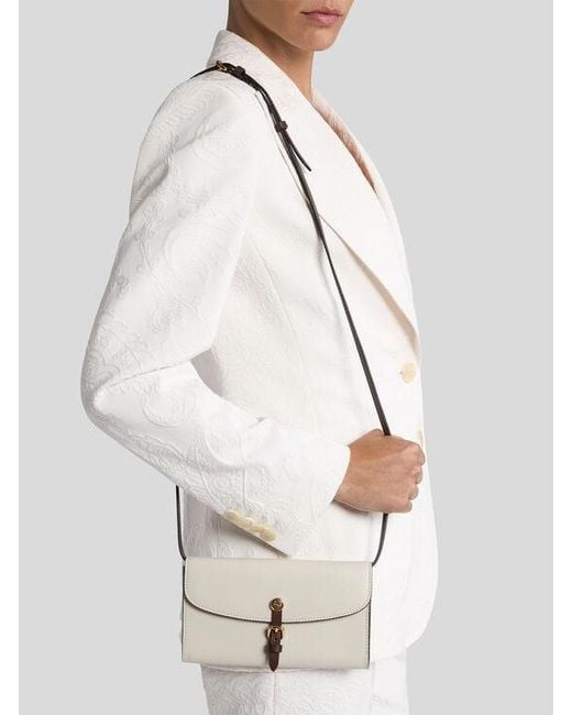 Etro White Two-Tone Leather Pony Wallet With Shoulder Strap