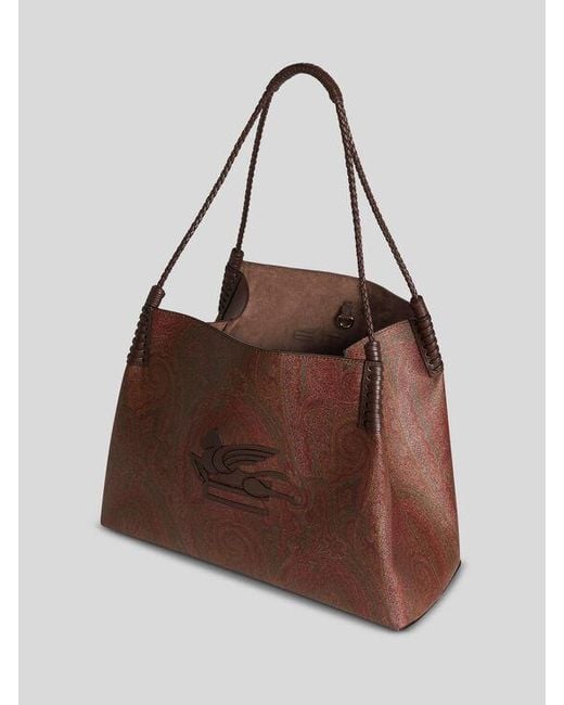 Etro Brown Medium Paisley Libra Tote Bag