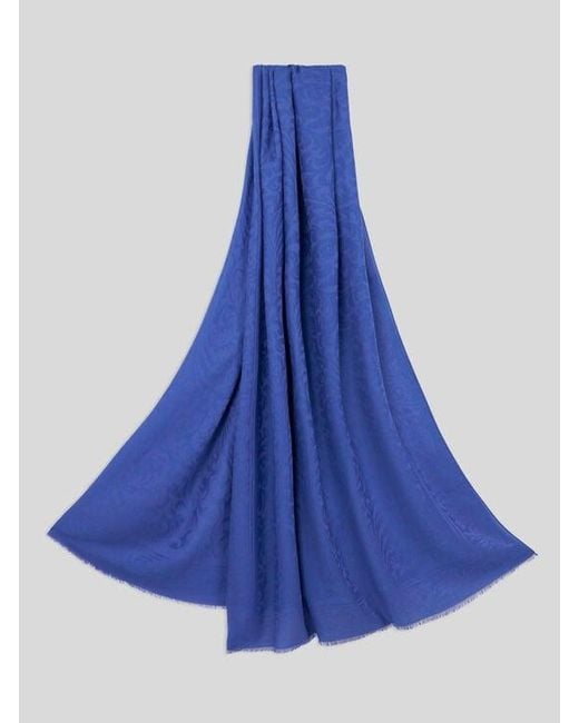 Etro Blue Floral Scarf