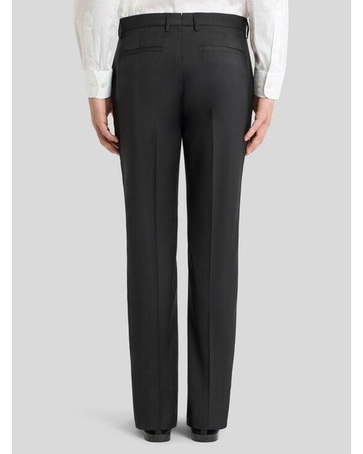 Etro Black Tailored Wool Trousers With Side Band Detail for men