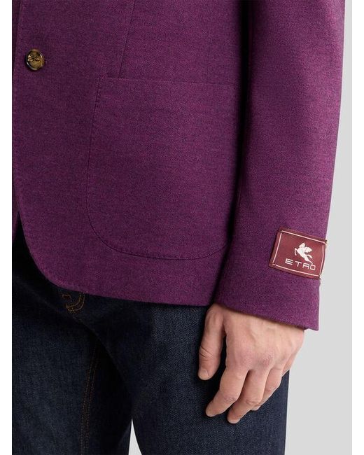 Etro Purple Single-Breasted Wool-Blend Jersey Jacket for men