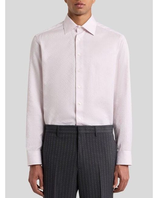 Etro Pink Cotton Jacquard Shirt for men