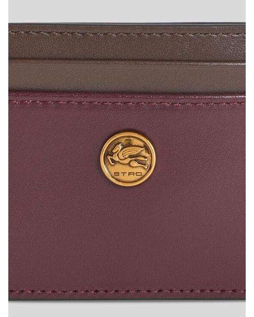 Etro Purple Two-Tone Leather Card Holder