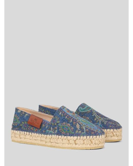 Etro Blue Jacquard Denim Espadrilles