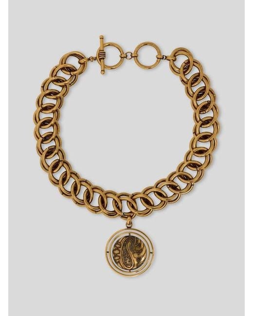 Etro Metallic Necklace With Paisley Button