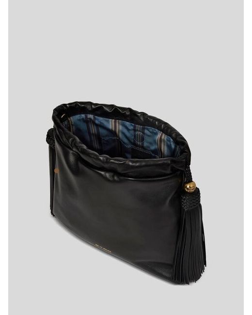 Etro Black Medium Leather Kalispera Bag With Tassels