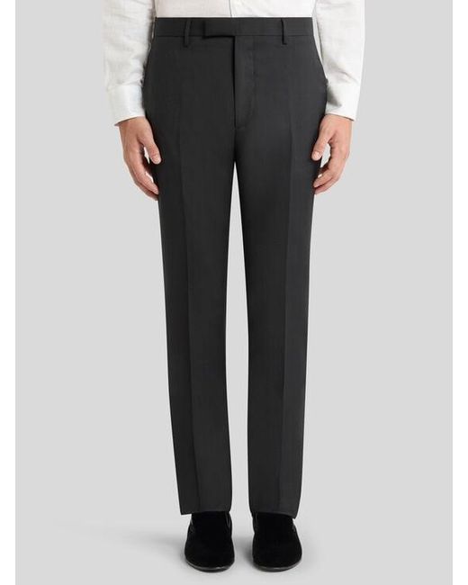 Etro Black Tailored Wool Trousers With Side Band Detail for men