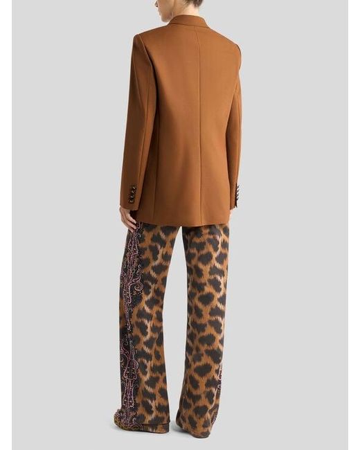 Etro Multicolor Double-Breasted Stretch Wool Jacket With Pegaso Buttons