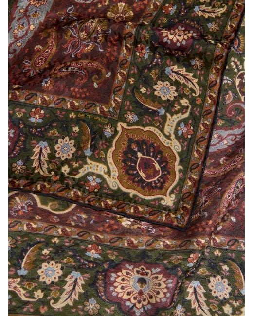 Etro Brown Silk-Blend Jacquard Scarf With Houndstooth Motif And Print for men