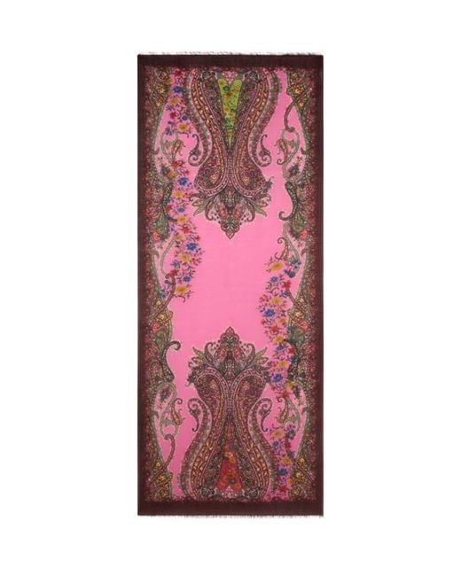 Etro Red Printed Cashmere Scarf