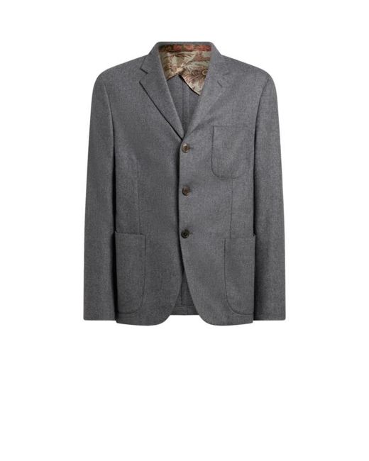 Etro Gray Single-Breasted Jacket for men