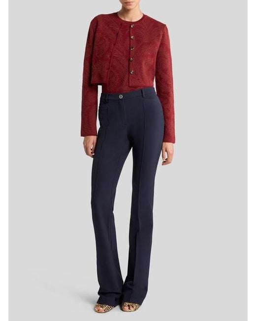 Etro Red Cotton-Blend Jacquard Sweater