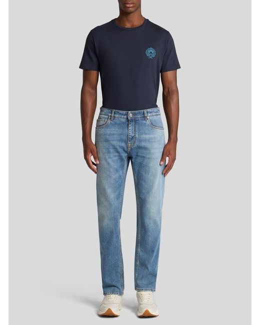 Etro Blue Jeans With Embroidery for men