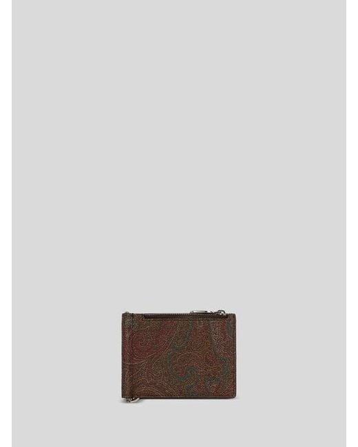 Etro Brown Arnica Bifold Card Holder for men