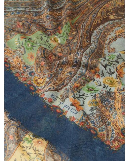 Etro Gray Printed Cashmere Scarf