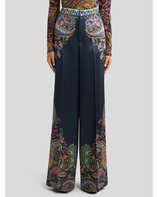 Etro Blue Wide-Leg Trousers