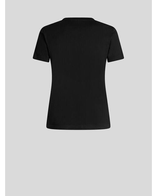Etro Black T-Shirt Aus Jersey Mit Blumen-Print, Damen, Größe