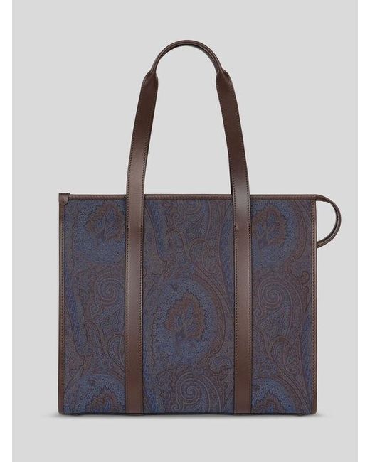 Etro Purple Essential Jacquard Tote Bag for men