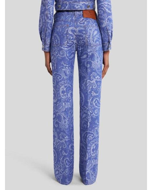 Etro Blue Flare-Jeans Mit Jacquardmuster, Damen, Größe