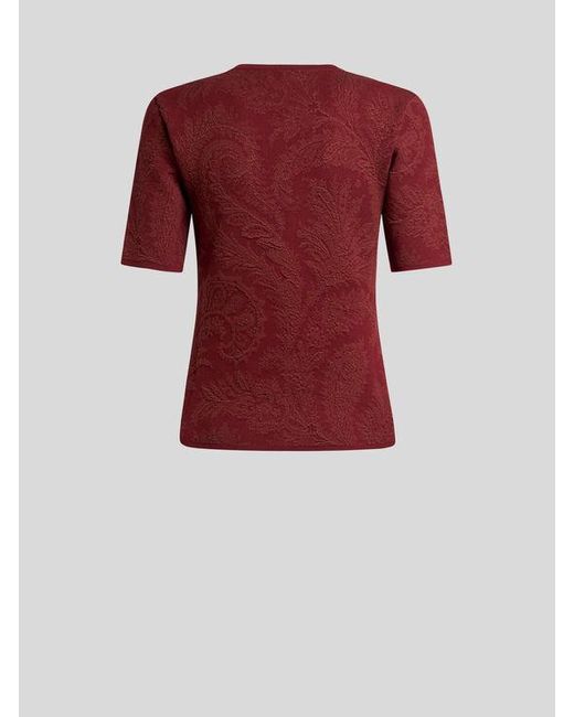 Etro Red Pullover Aus Einer Baumwollmischung Mit Jacquardmuster, Damen, Größe