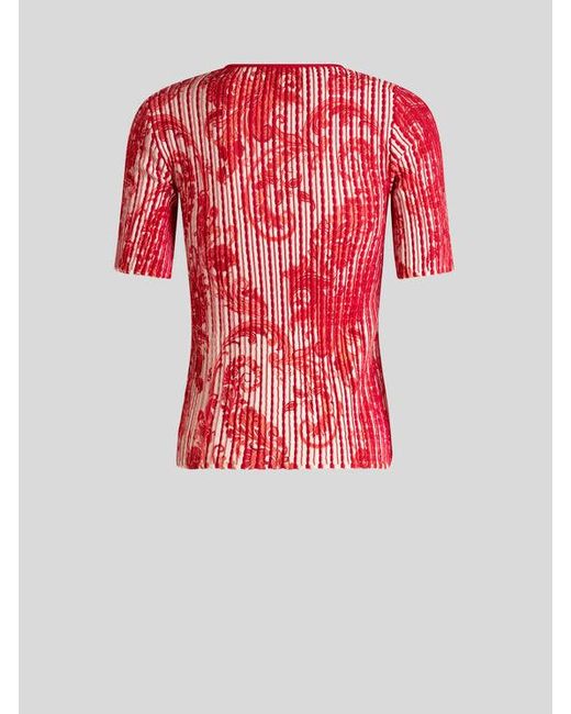 Etro Red Printed Knit T-Shirt