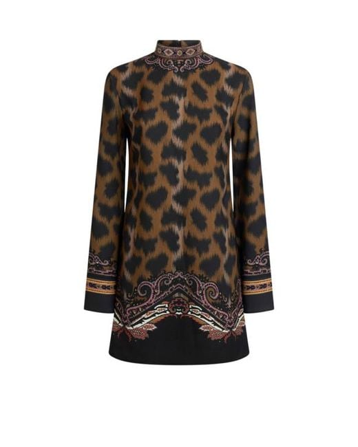 Etro Brown Mini Tunic Dress
