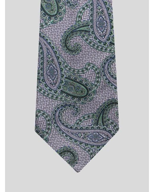 Etro Blue Paisley Silk Jacquard Tie for men