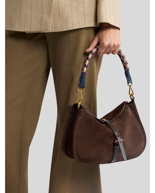 Etro Blue Leather Bag Handle With Threading
