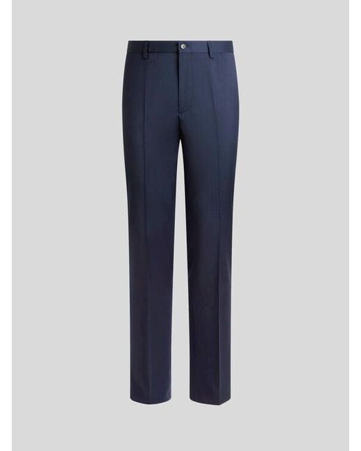 Etro Blue Tailored Wool Trousers for men