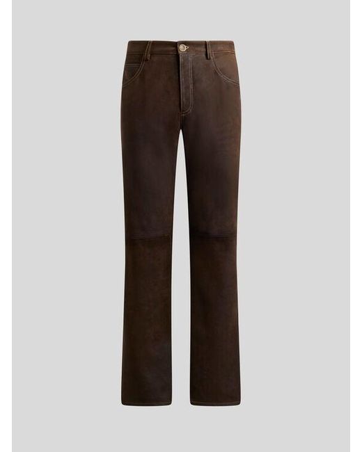Etro Brown Leather Trousers for men