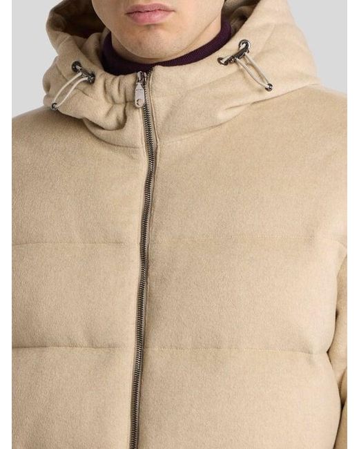 Etro Natural Hooded Cashmere Down Jacket for men