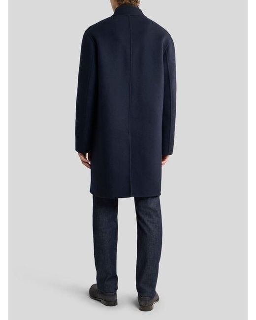 Etro Blue Reversible Wool-Blend Coat for men