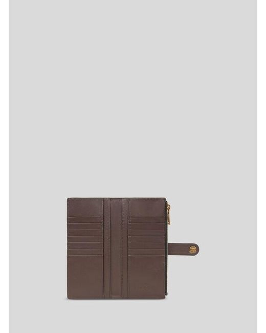 Etro White Leather Wallet With Pegaso Button