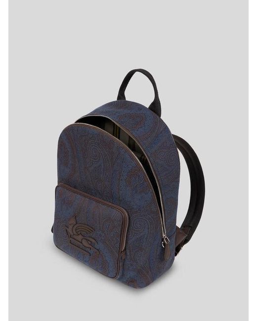 Etro Blue Essential Jacquard Backpack for men