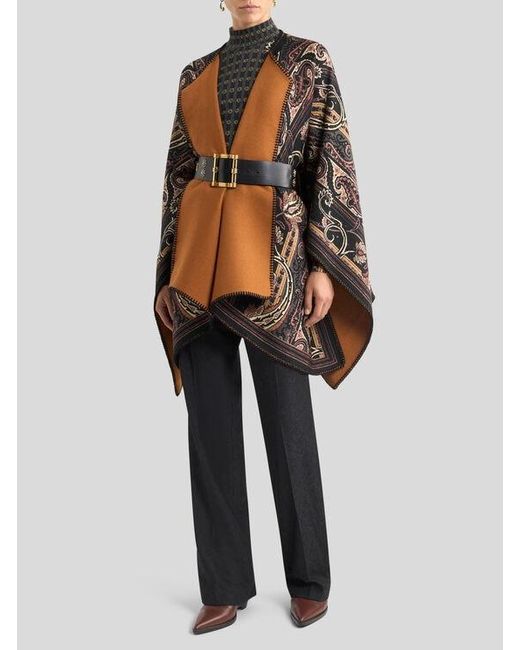 Etro Brown Reversible Wool-Blend Cloth Cape
