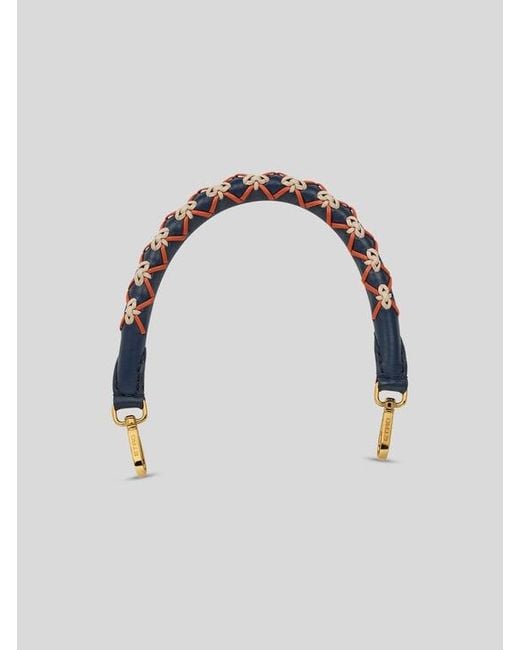 Etro Blue Leather Bag Handle With Threading
