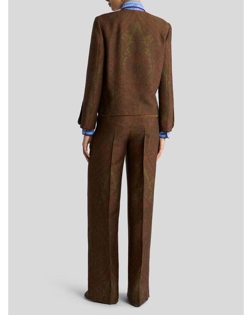 Etro Brown Wool-Blend Jacquard Jacket With Paisley Motif