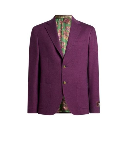 Etro Purple Single-Breasted Wool-Blend Jersey Jacket for men