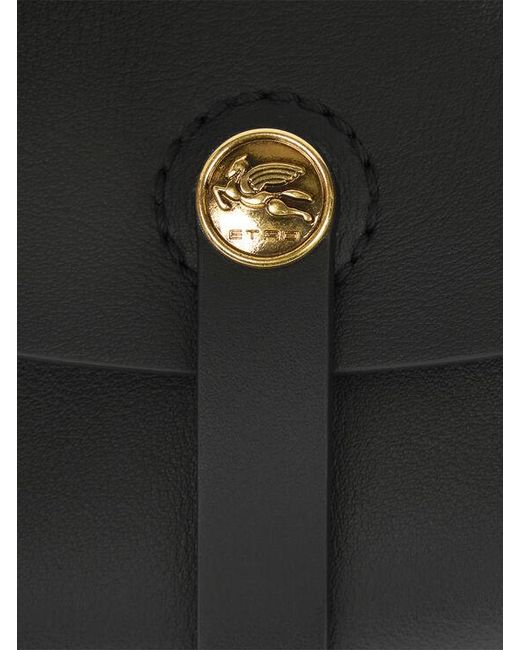 Etro Black Medium Leather Pony Bag