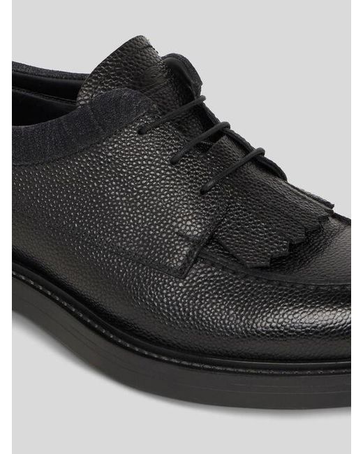 Etro Black Lace-Up Grained Leather Loafers for men
